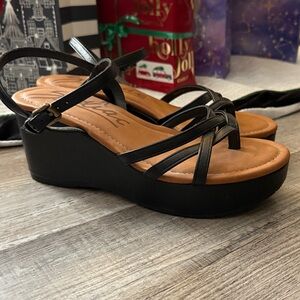 Zodiac Black Strappy Wedge Sandals